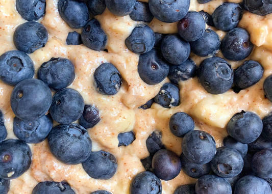 Vegan 3-Ingredient Blueberry Muffins made with almond butter