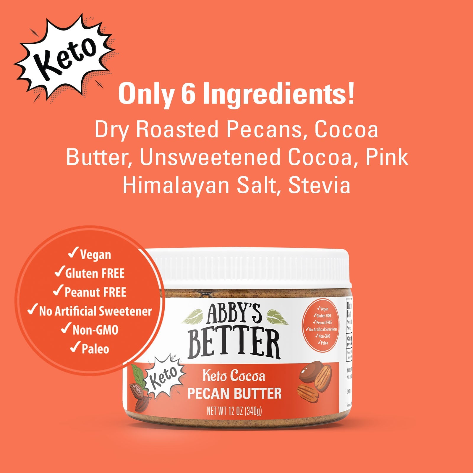 KETO Cocoa Pecan Butter Nut Butter Abby's Better 